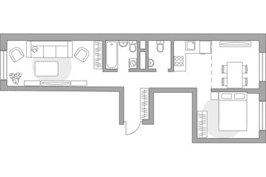 Планировка двухкомнатной(квартира) площадью 54.76 квадратных метров в ЖК “ЖК Живописный”