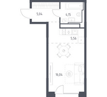 Планировка однокомнатной(квартира) площадью 30.79 квадратных метров в “ЖК Квартал на воде (Графика на воде)”