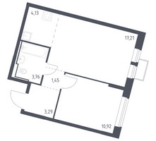 Планировка однокомнатной(квартира) площадью 40.76 квадратных метров в “ЖК Молжаниново”