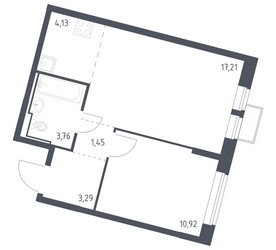 Планировка однокомнатной(квартира) площадью 40.76 квадратных метров в ЖК “ЖК Молжаниново”