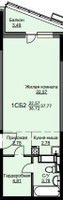 Планировка студии(квартира) площадью 38.1 квадратных метров в “ЖК Соболевка”