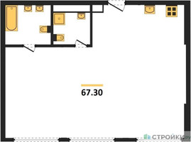 Планировка двухкомнатной(квартира) площадью 65.6 квадратных метров в “ЖК River Park Кутузовский (Ривер Парк Тауэрс)”