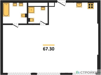 Планировка двухкомнатной(квартира) площадью 65.6 квадратных метров в ЖК “ЖК River Park Кутузовский (Ривер Парк Тауэрс)”