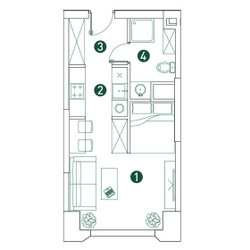 Планировка студии(квартира) площадью 30 квадратных метров в ЖК “ЖК Вэри на Ботанической”