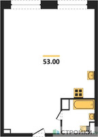 Планировка однокомнатной(квартира) площадью 53 квадратных метров в “ЖК Стремянный 2 (Амарант)”