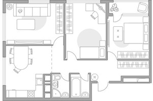 Планировка трехкомнатной(квартира) площадью 85.4 квадратных метров в “ЖК Бригантина”