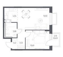 Планировка однокомнатной(квартира) площадью 41.01 квадратных метров в “ЖК Томилино Парк”