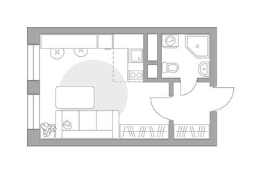 Планировка студии(квартира) площадью 23.7 квадратных метров в ЖК “ЖК Пехра”