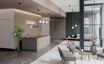 Лобби в корпусе Stokholm в ЖК "Метрополия"