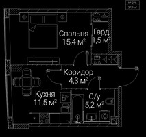 Планировка однокомнатной(квартира) площадью 37.9 квадратных метров в “ЖК СЕЗАР БУДУЩЕЕ”