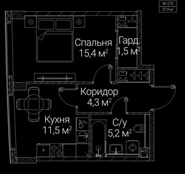 Планировка однокомнатной(квартира) площадью 37.9 квадратных метров в ЖК “ЖК СЕЗАР БУДУЩЕЕ”