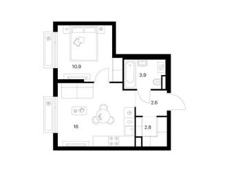 Планировка однокомнатной(квартира) площадью 36.2 квадратных метров в ЖК “ЖК Середневский лес”