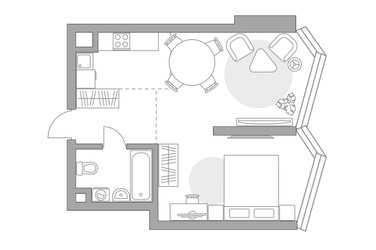 Планировка однокомнатной(квартира) площадью 40.43 квадратных метров в ЖК “ЖК MYPRIORITY Mnevniki (Май Приорити Мневники)”
