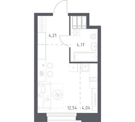 Планировка студии(апартаменты) площадью 24.96 квадратных метров в ЖК “ЖК Апарт-отель Тропарево парк”