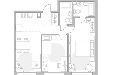 Планировка двухкомнатной(квартира) площадью 64.86 квадратных метров в ЖК “ЖК Мневники от Гранель”