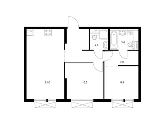 Планировка двухкомнатной(квартира) площадью 57.8 квадратных метров в ЖК “ЖК Кольская 8”