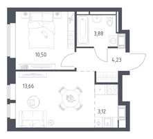 Планировка однокомнатной(квартира) площадью 35.39 квадратных метров в “ЖК Большое Путилково”