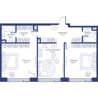 Планировка двухкомнатной(квартира) площадью 80.5 квадратных метров в “ЖК Свет”