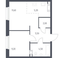 Планировка однокомнатной(квартира) площадью 38 квадратных метров в “ЖК ЭкоБунино (Южное Бунино)”