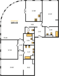 Планировка 4+ комнате(квартира) площадью 169.43 квадратных метров в “ЖК Sky View (Скай Вью)”