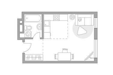 Планировка студии(квартира) площадью 33.62 квадратных метров в ЖК “ЖК BeLuck Коломенское”