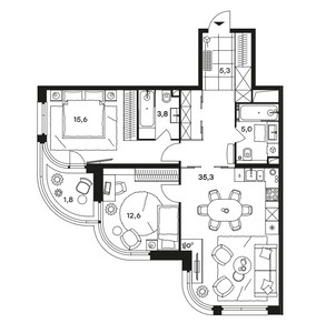 Планировка апартаментов, ID 212721