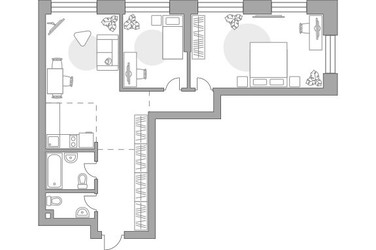 Планировка двухкомнатной(квартира) площадью 76.62 квадратных метров в ЖК “ЖК Павелецкая от Гранель”