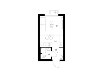 Планировка студии(квартира) площадью 19.9 квадратных метров в ЖК “ЖК Белая Дача парк”