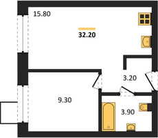 Планировка однокомнатной(квартира) площадью 32.2 квадратных метров в “ЖК Никольский квартал Отрада”