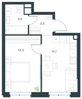 Планировка однокомнатной(квартира) площадью 36.3 квадратных метров в “ЖК Level Мичуринский”