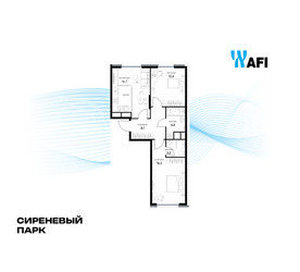 Планировка трехкомнатной(квартира) площадью 61.5 квадратных метров в ЖК “ЖК Сиреневый парк”