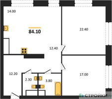 Планировка двухкомнатной(квартира) площадью 84.2 квадратных метров в “ЖК AFI Tower (Афи Тауэр)”