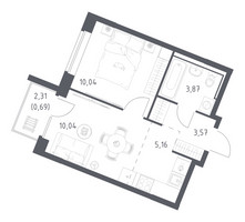 Планировка однокомнатной(квартира) площадью 33.37 квадратных метров в “ЖК Квартал Западный”