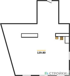 Планировка двухкомнатной(квартира) площадью 129.8 квадратных метров в ЖК “ЖК Лайм”