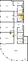 Планировка 4+ комнатной(квартира) площадью 192.18 квадратных метров в ЖК “ЖК Sky View (Скай Вью)”