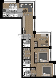 Планировка трехкомнатной(квартира) площадью 81.6 квадратных метров в ЖК “ЖК Квартал Серебряный бор”