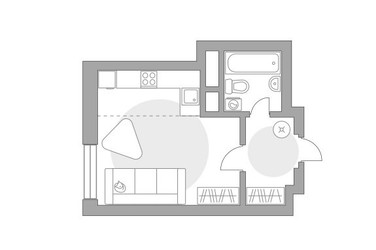 Планировка студии(квартира) площадью 26.28 квадратных метров в ЖК “ЖК Ильинойс”