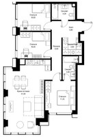 Планировка трехкомнатной(квартира) площадью 86.1 квадратных метров в “ЖК Cityzen (Ситизен)”