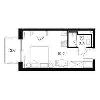 Планировка студии(апартаменты) площадью 24.3 квадратных метров в “ЖК Аквилон Signal (Аквилон Сигнал)”