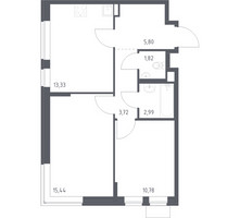 Планировка двухкомнатной(квартира) площадью 53.88 квадратных метров в “ЖК Подольские кварталы”