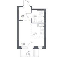 Планировка студии(квартира) площадью 22.39 квадратных метров в “ЖК Пятницкие луга”