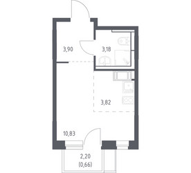 Планировка студии(квартира) площадью 22.39 квадратных метров в ЖК “ЖК Пятницкие луга”