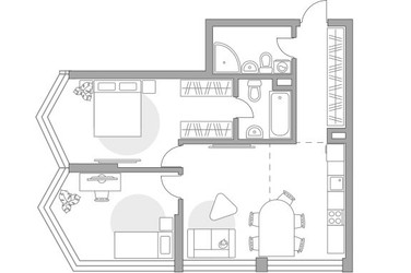 Планировка трехкомнатной(квартира) площадью 71.46 квадратных метров в ЖК “ЖК Мневники от Гранель”