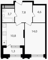 Планировка однокомнатной(квартира) площадью 42.3 квадратных метров в “ЖК Варшавские ворота”