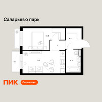 Планировка однокомнатной(квартира) площадью 35.7 квадратных метров в “ЖК Саларьево парк”