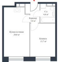 Планировка двухкомнатной(квартира) площадью 42.3 квадратных метров в “ЖК Ривер Парк Коломенский”