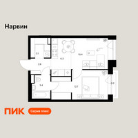 Планировка однокомнатной(квартира) площадью 38.7 квадратных метров в “Нарвин”