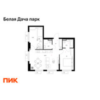 Планировка двухкомнатной(квартира) площадью 58.5 квадратных метров в “ЖК Белая Дача парк”
