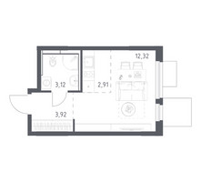 Планировка студии(квартира) площадью 22.27 квадратных метров в “ЖК Мытищи Парк”