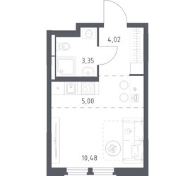 Планировка студии(квартира) площадью 22.85 квадратных метров в ЖК “ЖК Космический Квартал”